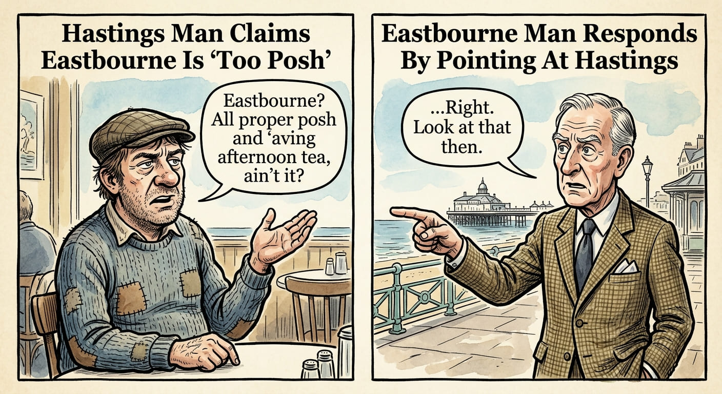 Hastings Man Claims Eastbourne Is 'Too Posh', Eastbourne Man Responds By Pointing At Hastings