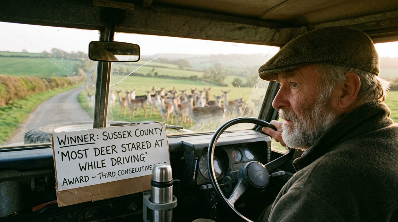 Sussex Farmer Wins ‘Most Deer Stared At While Driving’ Award For Third Consecutive Year